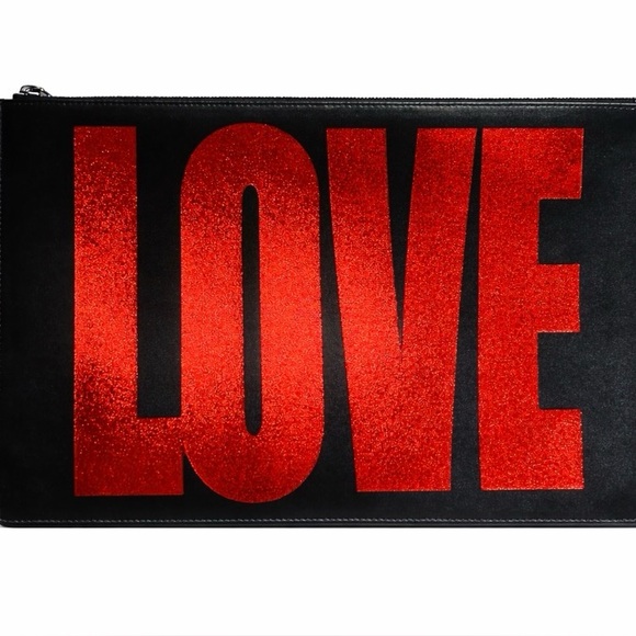 Givenchy Love Black Zip Clutch Authentic - Picture 2 of 16